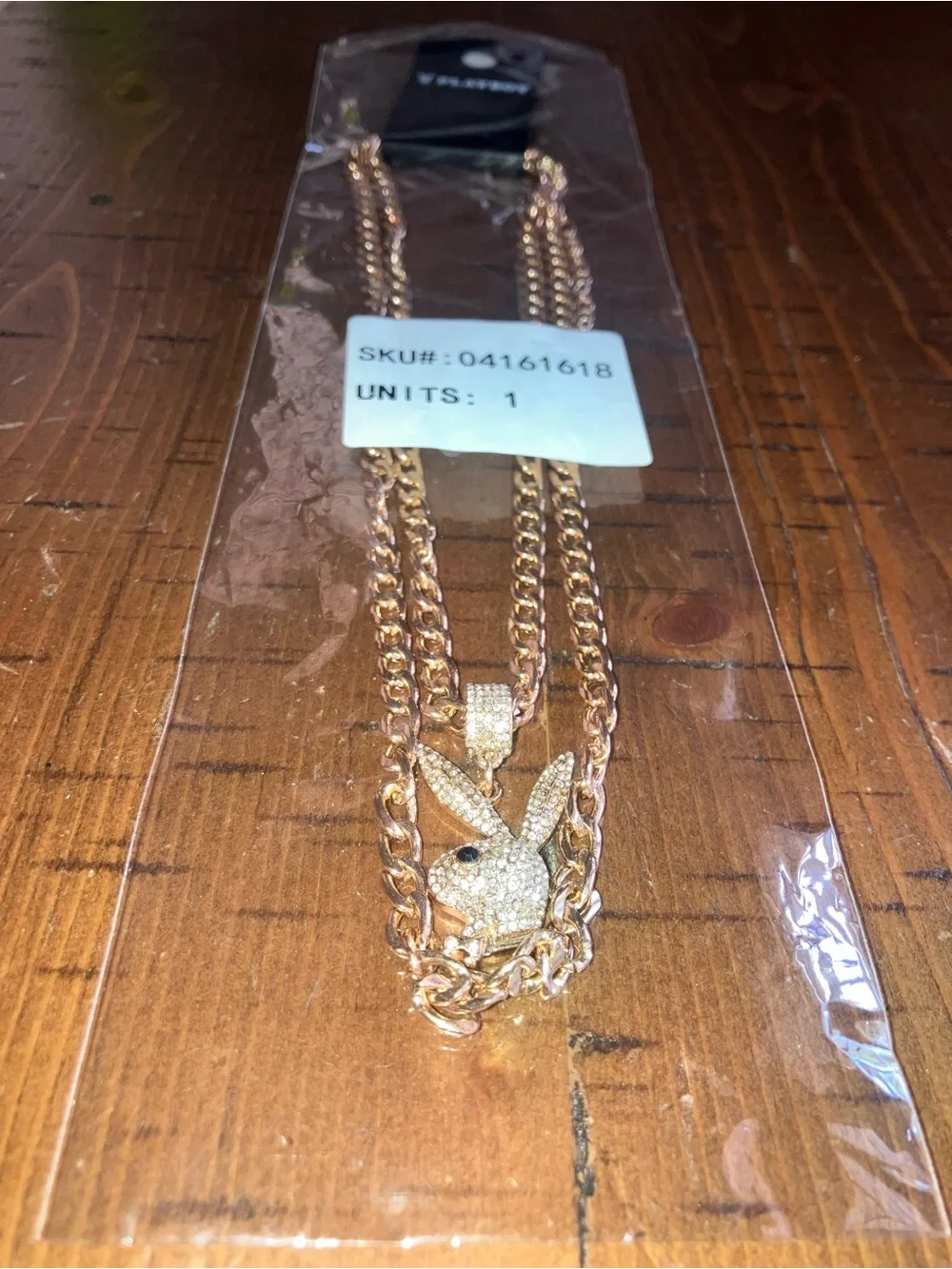 NWT Playboy Gold Chain with Diamond Bunny Pendant